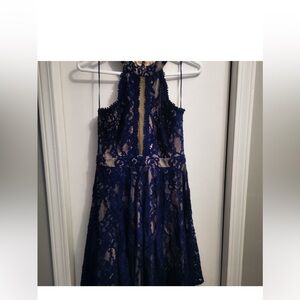 Elegant Blue Lace Women's Mini Dress